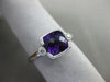 ESTATE 1.27CT DIAMOND & AAA AMETHYST 14KT WHITE GOLD 3D SEMI BEZEL MILGRAIN RING