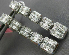 ESTATE 2.09CT DIAMOND 18KT WHITE GOLD ELONGATED SQUARE JOURNEY HANGING EARRINGS