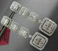 ESTATE EXTRA LARGE 6.28CT DIAMOND 18K WHITE GOLD SQUARE CLUSTER JOURNEY EARRINGS