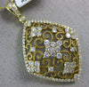 ESTATE EXTRA LARGE 2.29CT DIAMOND 14K YELLOW GOLD OPEN FILIGREE FLOATING PENDANT