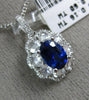 ESTATE LARGE 1.64CT OLD MINE DIAMOND & AAA SAPPHIRE 18KT WHITE GOLD OVAL PENDANT