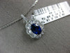 ESTATE LARGE 1.64CT OLD MINE DIAMOND & AAA SAPPHIRE 18KT WHITE GOLD OVAL PENDANT