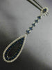 ESTATE LONG 1.22CT DIAMOND & SAPPHIRE 14KT WHITE GOLD CLASSIC TEAR DROP EARRINGS