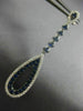 ESTATE LONG 1.22CT DIAMOND & SAPPHIRE 14KT WHITE GOLD CLASSIC TEAR DROP EARRINGS