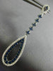 ESTATE LONG 1.22CT DIAMOND & SAPPHIRE 14KT WHITE GOLD CLASSIC TEAR DROP EARRINGS