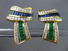 ESTATE LARGE 5.70CT DIAMOND MULTI GEM 14KT YELLOW GOLD 3D BOW CLIP ON EARRINGS