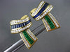 ESTATE LARGE 5.70CT DIAMOND MULTI GEM 14KT YELLOW GOLD 3D BOW CLIP ON EARRINGS