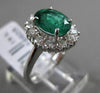 ESTATE LARGE 2.39CT DIAMOND & EMERALD 18KT WHITE GOLD OVAL HALO ENGAGEMENT RING