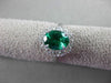 ESTATE LARGE 2.39CT DIAMOND & EMERALD 18KT WHITE GOLD OVAL HALO ENGAGEMENT RING