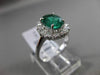 ESTATE LARGE 2.39CT DIAMOND & EMERALD 18KT WHITE GOLD OVAL HALO ENGAGEMENT RING