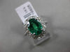 ESTATE LARGE 2.39CT DIAMOND & EMERALD 18KT WHITE GOLD OVAL HALO ENGAGEMENT RING