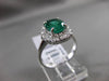 ESTATE LARGE 2.39CT DIAMOND & EMERALD 18KT WHITE GOLD OVAL HALO ENGAGEMENT RING