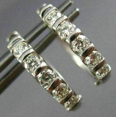 ESTATE .50CT DIAMOND 14KT WHITE GOLD 3D CLASSIC 5 STONE CHANNEL HUGGIE EARRINGS