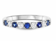 .57CT DIAMOND & AAA SAPPHIRE 14KT WHITE GOLD CLASSIC NINE STONE ANNIVERSARY RING