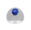 LARGE GIA CERTIFIED 7.60CT DIAMOND & AAA SAPPHIRE 18KT WHITE GOLD STATEMENT RING