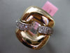 ESTATE LARGE .60CT DIAMOND 14KT TWO TONE GOLD 3D RECTANGULAR 2 ROW PAVE FUN RING