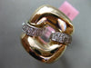 ESTATE LARGE .60CT DIAMOND 14KT TWO TONE GOLD 3D RECTANGULAR 2 ROW PAVE FUN RING