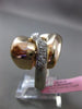 ESTATE LARGE .60CT DIAMOND 14KT TWO TONE GOLD 3D RECTANGULAR 2 ROW PAVE FUN RING