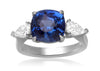 EGL CERTIFIED 6.93CT DIAMOND & AAA SAPPHIRE 18K PLATINUM 3 STONE ENGAGEMENT RING