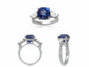 EGL CERTIFIED 6.93CT DIAMOND & AAA SAPPHIRE 18K PLATINUM 3 STONE ENGAGEMENT RING