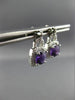 ESTATE 2.02CT DIAMOND & AMETHYST 14KT WHITE GOLD 3D SQUARE HALO HANGING EARRINGS