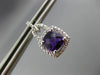 ESTATE 2.02CT DIAMOND & AMETHYST 14KT WHITE GOLD 3D SQUARE HALO HANGING EARRINGS