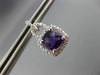 ESTATE 2.02CT DIAMOND & AMETHYST 14KT WHITE GOLD 3D SQUARE HALO HANGING EARRINGS