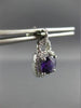ESTATE 2.02CT DIAMOND & AMETHYST 14KT WHITE GOLD 3D SQUARE HALO HANGING EARRINGS