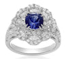 GIA CERTIFIED 3.5CT DIAMOND & AAA SAPPHIRE 18K WHITE GOLD FLOWER ENGAGEMENT RING