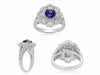 GIA CERTIFIED 3.5CT DIAMOND & AAA SAPPHIRE 18K WHITE GOLD FLOWER ENGAGEMENT RING