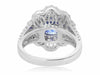 GIA CERTIFIED 3.5CT DIAMOND & AAA SAPPHIRE 18K WHITE GOLD FLOWER ENGAGEMENT RING
