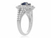 GIA CERTIFIED 3.5CT DIAMOND & AAA SAPPHIRE 18K WHITE GOLD FLOWER ENGAGEMENT RING