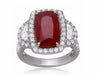 GIA CERTIFIED LARGE 7.61CT DIAMOND & AAA RUBY 18KT 2 TONE GOLD ENGAGEMENT RING