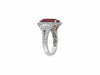 GIA CERTIFIED LARGE 7.61CT DIAMOND & AAA RUBY 18KT 2 TONE GOLD ENGAGEMENT RING