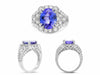 ESTATE LARGE 5.35CT DIAMOND & AAA TANZANITE 14K WHITE GOLD OVAL ENGAGEMENT RING