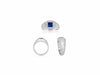 ESTATE 1.09CT DIAMOND & AAA SAPPHIRE 14KT WHITE GOLD SQUARE HALO MATTE MENS RING