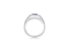 ESTATE 1.09CT DIAMOND & AAA SAPPHIRE 14KT WHITE GOLD SQUARE HALO MATTE MENS RING