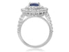 GIA CERTIFIED 3.65CT DIAMOND & AAA SAPPHIRE 18KT WHITE GOLD HALO ENGAGEMENT RING