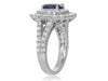 GIA CERTIFIED 3.65CT DIAMOND & AAA SAPPHIRE 18KT WHITE GOLD HALO ENGAGEMENT RING
