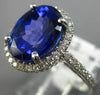 ESTATE LARGE 4.78CT DIAMOND & AAA TANZANITE 18KT WHITE GOLD HALO ENGAGEMENT RING