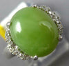 ESTATE WIDE 4.18CT DIAMOND & AAA GREEN OPAL 18KT WHITE GOLD 3D OVAL RING #27074