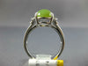 ESTATE WIDE 4.18CT DIAMOND & AAA GREEN OPAL 18KT WHITE GOLD 3D OVAL RING #27074
