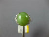 ESTATE WIDE 4.18CT DIAMOND & AAA GREEN OPAL 18KT WHITE GOLD 3D OVAL RING #27074