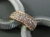 ESTATE WIDE .95CT DIAMOND 14KT WHITE & ROSE GOLD 3D MESH OVAL LINK BRACELET