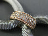 ESTATE WIDE .95CT DIAMOND 14KT WHITE & ROSE GOLD 3D MESH OVAL LINK BRACELET