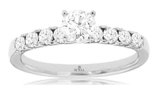 .85CT DIAMOND 14KT WHITE GOLD 3D SOLITAIRE SEMI ETERNITY ROUND ENGAGEMENT RING