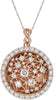 4.13CT DIAMOND 14K ROSE GOLD 3D ROUND CIRCULAR INFINITY WEB FUN FLOATING PENDANT