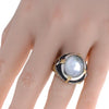 AAA PINK TOURMALINE & MOTHER OF PEARL 18K YELLOW GOLD & 925 SILVER FILIGREE RING