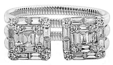 .76CT DIAMOND 18KT WHITE GOLD 3D ROUND & BAGUETTE CLUSTER INVISIBLE TENSION RING