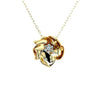 ESTATE LARGE .15CT DIAMOND 18KT YELLOW GOLD CLASSIC FLOWER LOVE FLOATING PENDANT